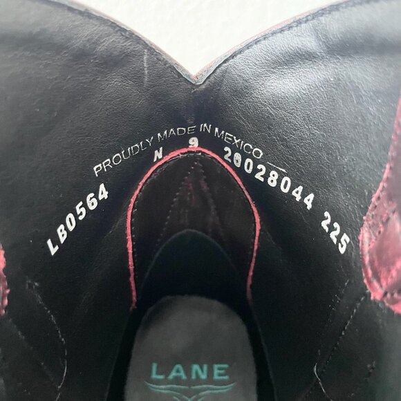 Lane EMMA JANE Womens Cowboy Bootie 9 Black Cherry Western Cowgirl Short Boots - Picture 10 of 12